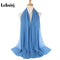 Muslim 2021 New Chiffon Hijab Scarf Women Solid Color Soft Long Shawls and Wraps Islamic Head Scarves Fashion turbante mujer