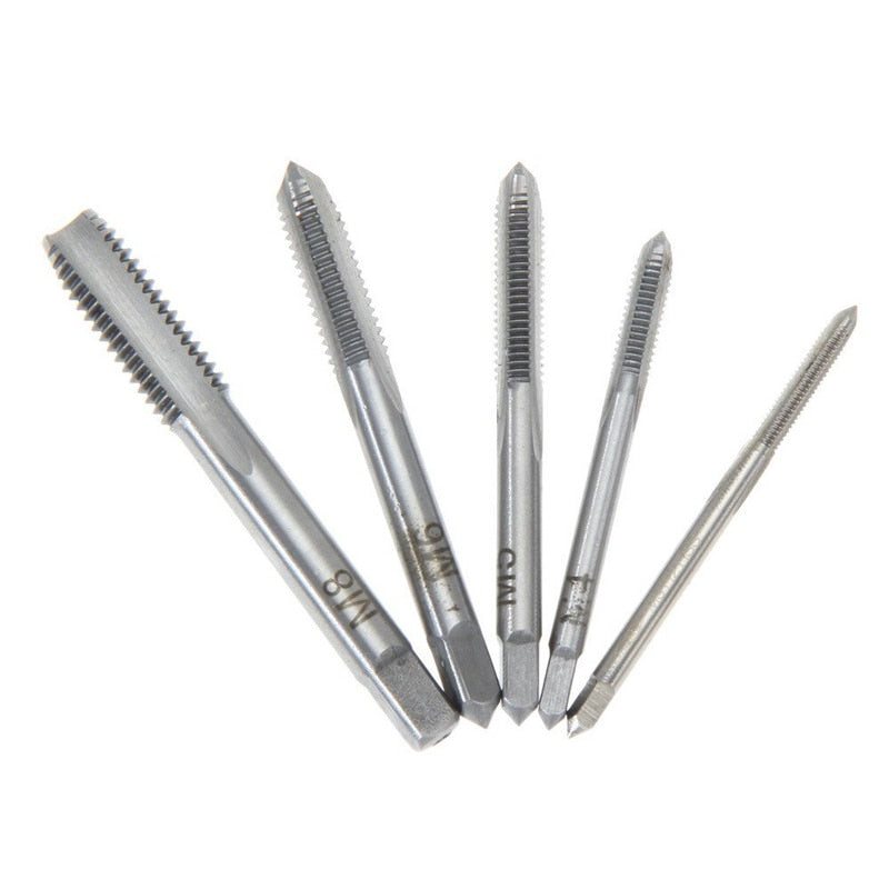 5pcs Hss Machine Screw Thread Metric Plug Tap Screw Taps 3mm 4mm 5mm 6mm 8mm M3-M8 Set Kit Screw Thread Tap Drill M3 M4 M5 M6 M8