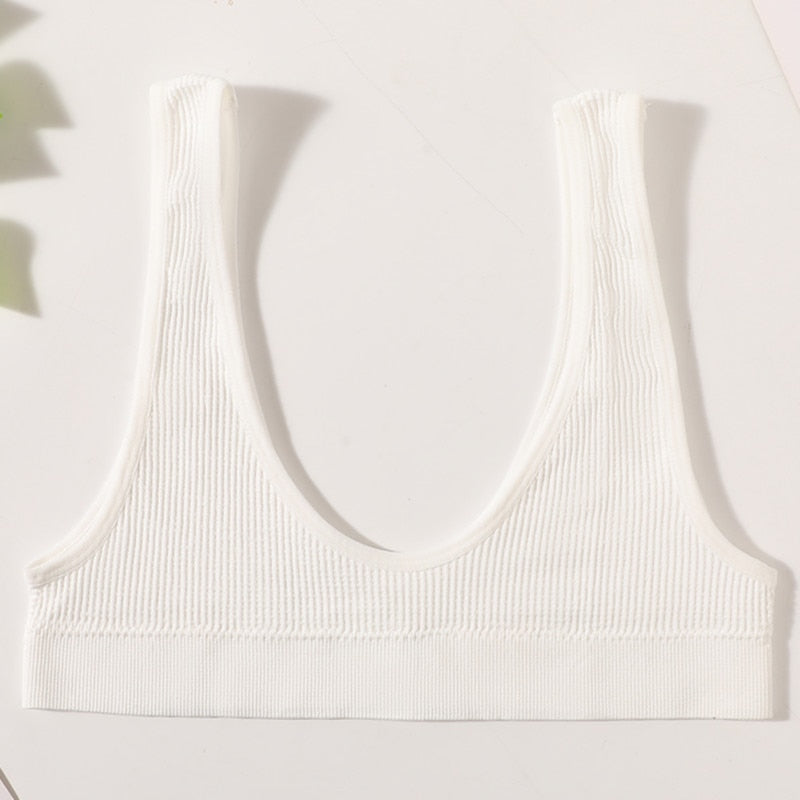 Sexy Seamless Bra Wire Free Brassiere Rib Bralette Women&