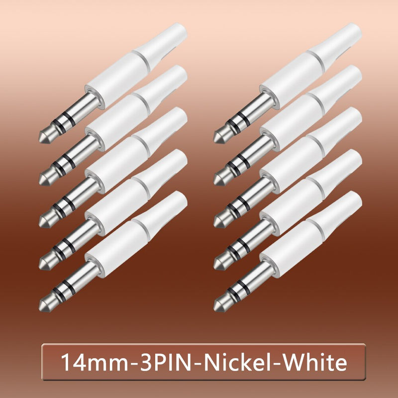 10pcs White And Black 3.5mm Stereo Headset Plug  3/4 Poles 3.5 Audio Plug Jack Adapter Connector for Iphone New Outlet 2.5mm
