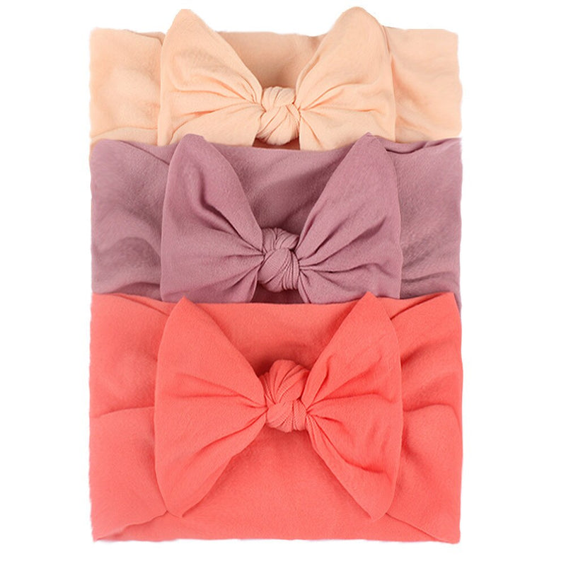 3/4/5/6Pcs/set Cute Bowknot Baby Headband Turban Solid Color Newborn Baby Girls Elastic Hair Bands Soft Nylon Hair Accessories