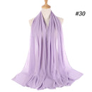 Muslim Bubble Chiffon Hijab Scarf Women Solid Color Soft Long Shawls and Wraps Georgette Head Scarves Ladies Hijabs