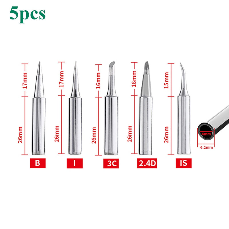 5Pcs 900M-T-I 900M-T-B Solder Iron Station Tool  Sharp Soldering Iron Head Set Inside Hot Bare  Electric Soldering Iron Tip