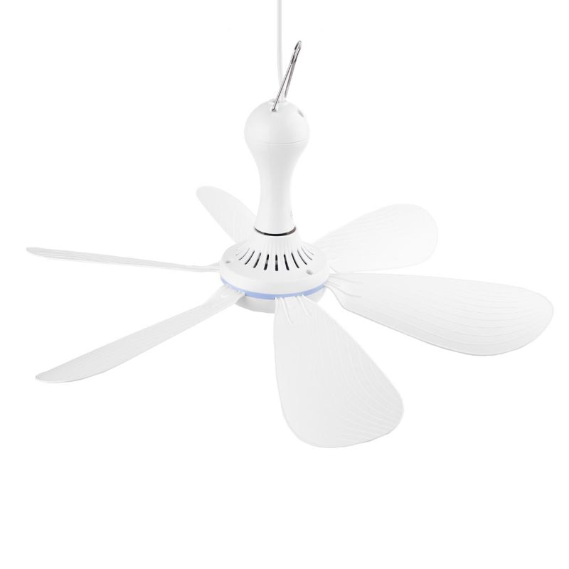 Hanging Fan 4 Speed Adjustable 6 Leaves Ceiling Fan for Outdoor Activities USB Powered Fan Picnic Camping Bbq Supplies
