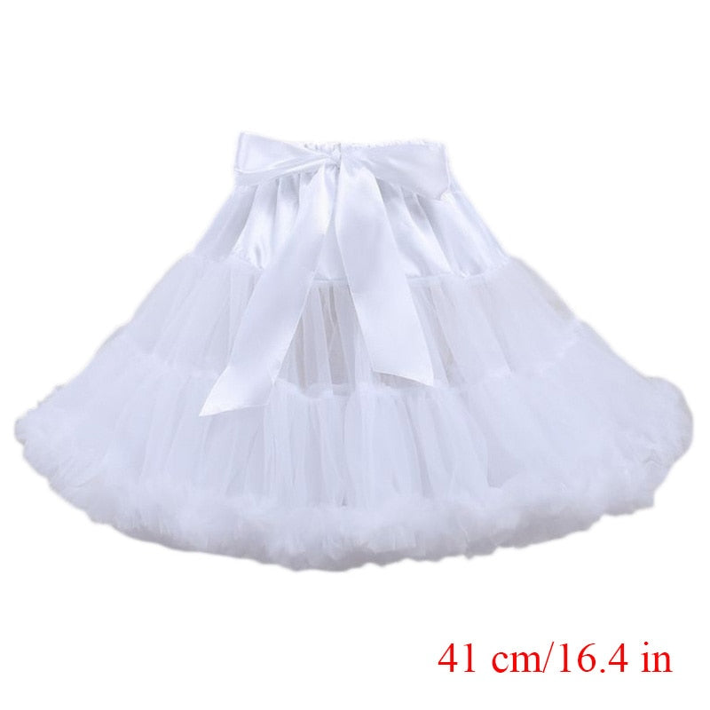 Women Lolita Cosplay Petticoat A-Line Puffy Tutu Skirt Layered Tulle Ballet Dance Pettiskirts Big Bowknot Underskirt