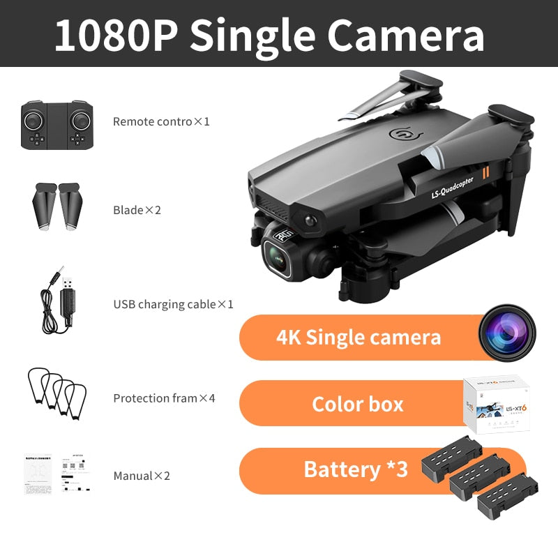 2022 New Mini Drone XT6 4K 1080P HD Camera WiFi Fpv Air Pressure Altitude Hold Foldable Quadcopter RC Drone Kid Toy GIft VS E520