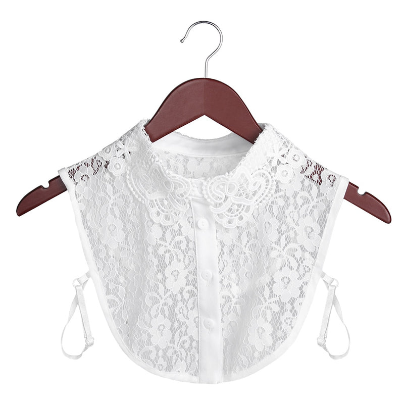 Women Cotton Lace Fake Collar Blouse Vintage Detachable Collar Women&