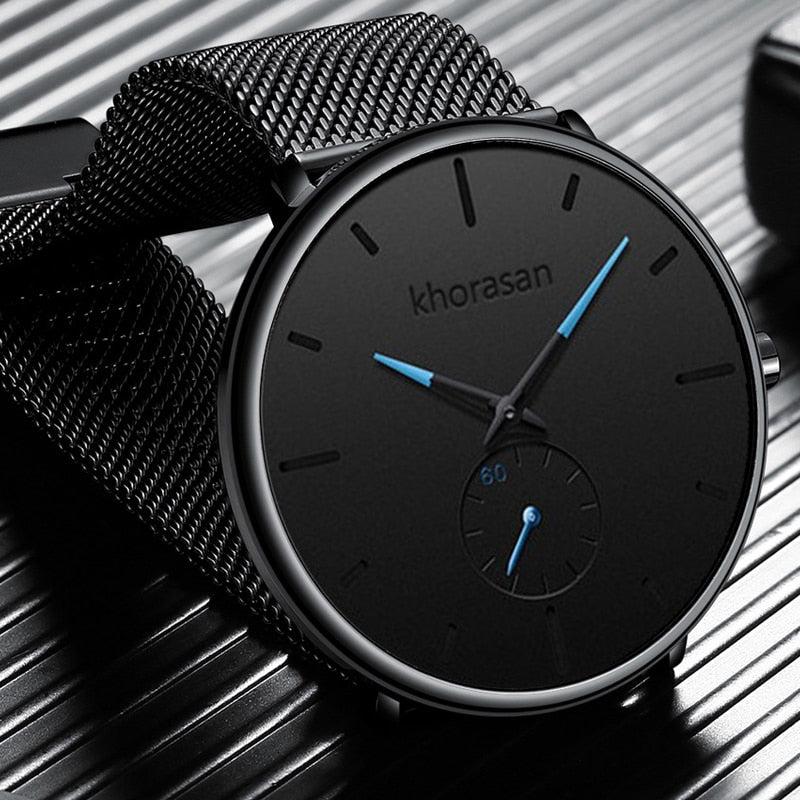 2022 Mens Fashion Minimalist Watches Men Business Casual Quartz Watch Simple Male Stainless Steel Mesh Band Clock reloj hombre