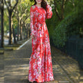 Maxi Dress Floral Printed  Loose Chiffon Fashion Abaya Islamic Clothes Muslim Female Saudi Arabia Dubai Kaftan Long Dress Summer
