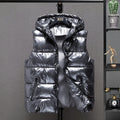 2022 New Women Winter Bright Vests Hooded Thick Vest Waterproof Cotton Padded Sleeveless Coat Female Waterproof Thick Waistcoat