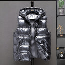 2022 New Women Winter Bright Vests Hooded Thick Vest Waterproof Cotton Padded Sleeveless Coat Female Waterproof Thick Waistcoat