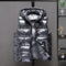 2022 New Women Winter Bright Vests Hooded Thick Vest Waterproof Cotton Padded Sleeveless Coat Female Waterproof Thick Waistcoat