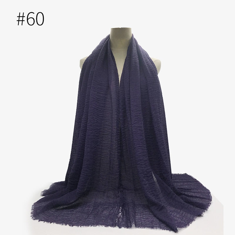 180X95CM Women Classic Muslim Crinkle Hijab Scarf Soft Cotton Head Scarves Turban Shawls Wraps Islamic Headband Femme Musulman
