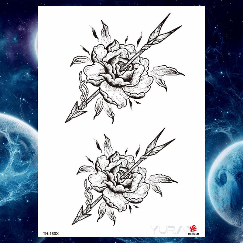 Girls Bracelet Chains Rose Tattoo Stickers Butterfly Body Arm Totem Tattoos Temporary Women Wrist Sexy Black Fake Tatoos
