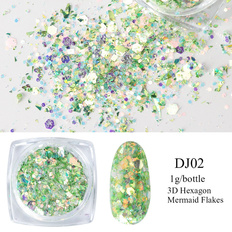 Crystal Fire Opal Flakes Nail Sequins Purple Holographic Glitter DIY Chrome Powder for Spring Nails Manicure Paillettes GL1857