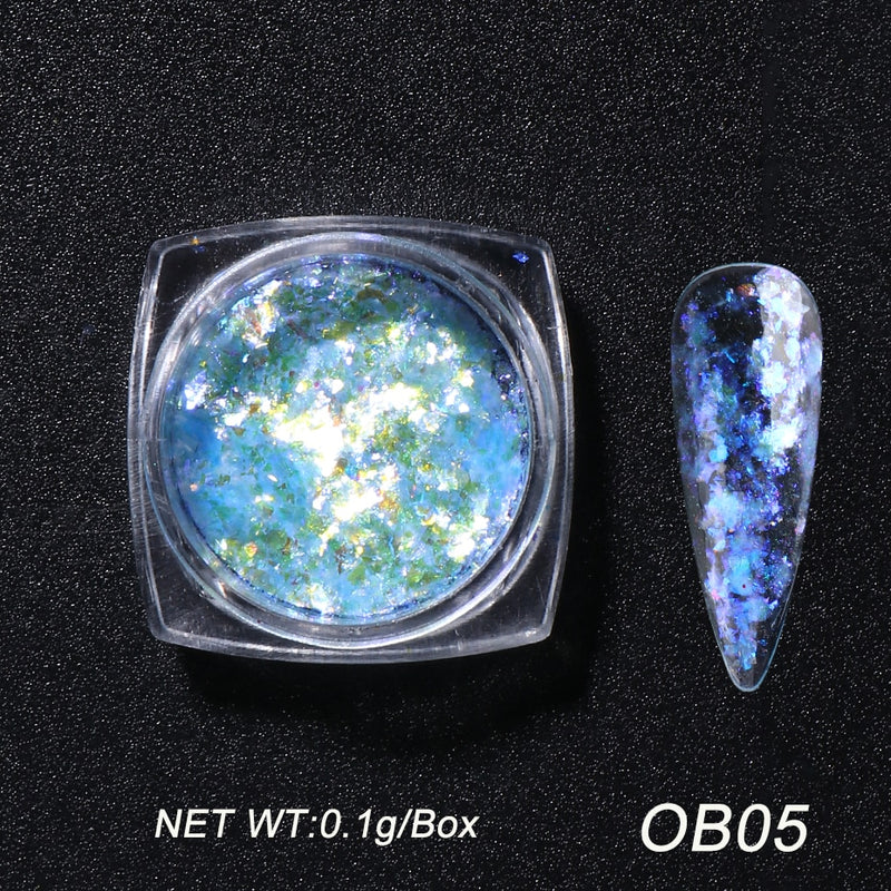Crystal Fire Opal Flakes Nail Sequins Purple Holographic Glitter DIY Chrome Powder for Spring Nails Manicure Paillettes GL1857