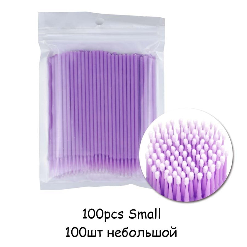 100PCS/Bag Eyelash Brushes Disposable Cotton Swab Micro Individual Eyelashes Microbrush Lash Removing Lash Extension Accessories