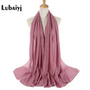 Muslim 2021 New Chiffon Hijab Scarf Women Solid Color Soft Long Shawls and Wraps Islamic Head Scarves Fashion turbante mujer