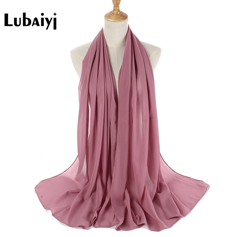 Muslim 2021 New Chiffon Hijab Scarf Women Solid Color Soft Long Shawls and Wraps Islamic Head Scarves Fashion turbante mujer