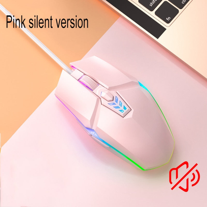 Mute Wired Gaming Mouse 1600 DPI Optical 6 Button USB Mouse With RGB BackLight Mute Mice For Desktop Laptop Computer Gamer Mouse