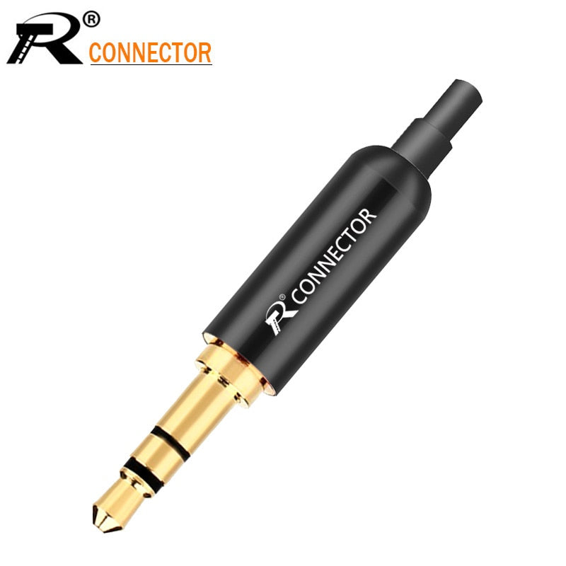 1pc Aluminum Jack 3.5 Earphone Plug with Tail plug clamps 3.5mm 3 pole Stereo Male Plug Gold Plated Wire Connector