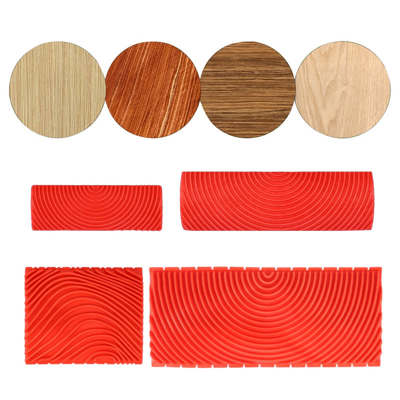 2Pcs Rubber Roller Brush Imitation Wood Graining Wall Painting Home Decoration Art Embossing DIY Brushing Painting Tools Sets