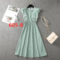 Summer New 2021 Women&#39;s Elegant Sundress Slim Sleeveless Woman Sundress Ruffles Knee Length Clothes Red Beach Party Dresses For