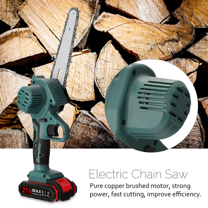21V Portable Mini Electric Pruning Saw Rechargeable chainsaws Wood Spliting Chainsaw Woodworking Tool for Orchard Branch Clip