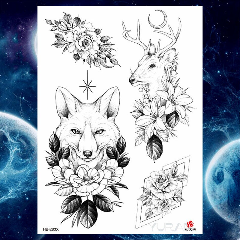 Girls Bracelet Chains Rose Tattoo Stickers Butterfly Body Arm Totem Tattoos Temporary Women Wrist Sexy Black Fake Tatoos