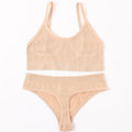 Seamless Women Bra Briefs Set Push Up Bra Crop Top High Waist Panties Sexy Lingerie Set Low Back Bralette Fitness Underwear Set