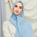 Muslim new Bubble Chiffon Hijab Scarf Women Solid Color Soft Long Shawls and Wraps Georgette Islamic Head Scarves Ladies Hijabs