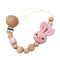 1pc Crochet Bunny Baby Pacifier Clip Chain BPA Free Wooden Beads Appease Soother Chain Clips Newborn Dummy Holder Nipple Clip