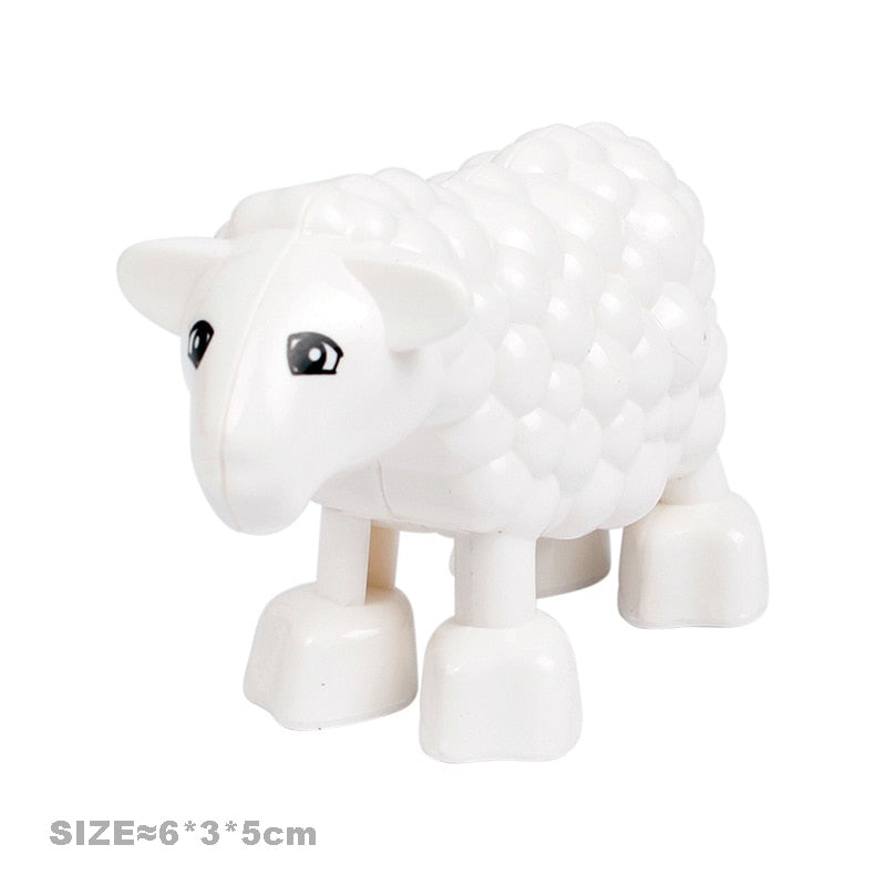 Big Size Building Blocks Cat Dog Pig Rabbit Model Accessories Compatible Bricks Farm Animals Set Assemble Education Toys For Kid