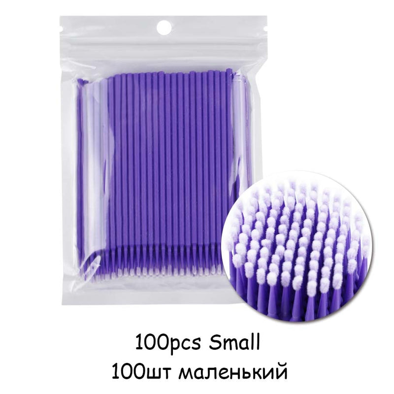 100PCS/Bag Eyelash Brushes Disposable Cotton Swab Micro Individual Eyelashes Microbrush Lash Removing Lash Extension Accessories