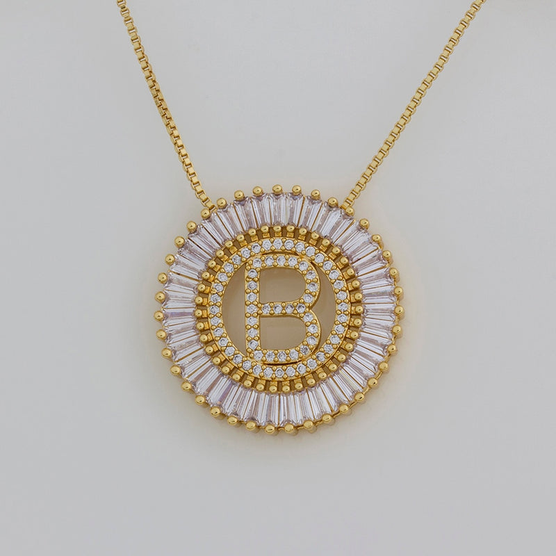 Hot Sale A-Z Initials 3 Colors Chooses Micro Pave CZ Letter Pendant Necklaces For Women Charm Chain Family Jewelry Gift