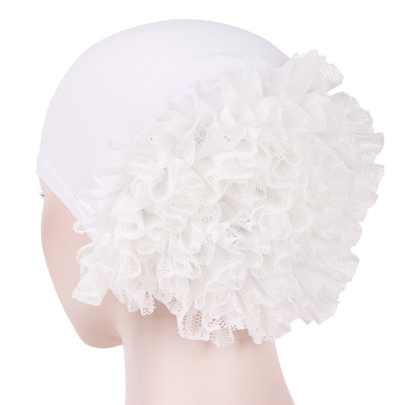 JTVOVO 2022 New Pure Color Milk Silk Pan Flower Hat Muslim Stretch Toe Cap Dubai Arab Women&