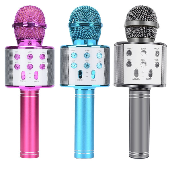 WS858 Portable Bluetooth Karaoke dj Microphone Wireless Professional Speaker Home KTV Handheld Microphone mikrofon