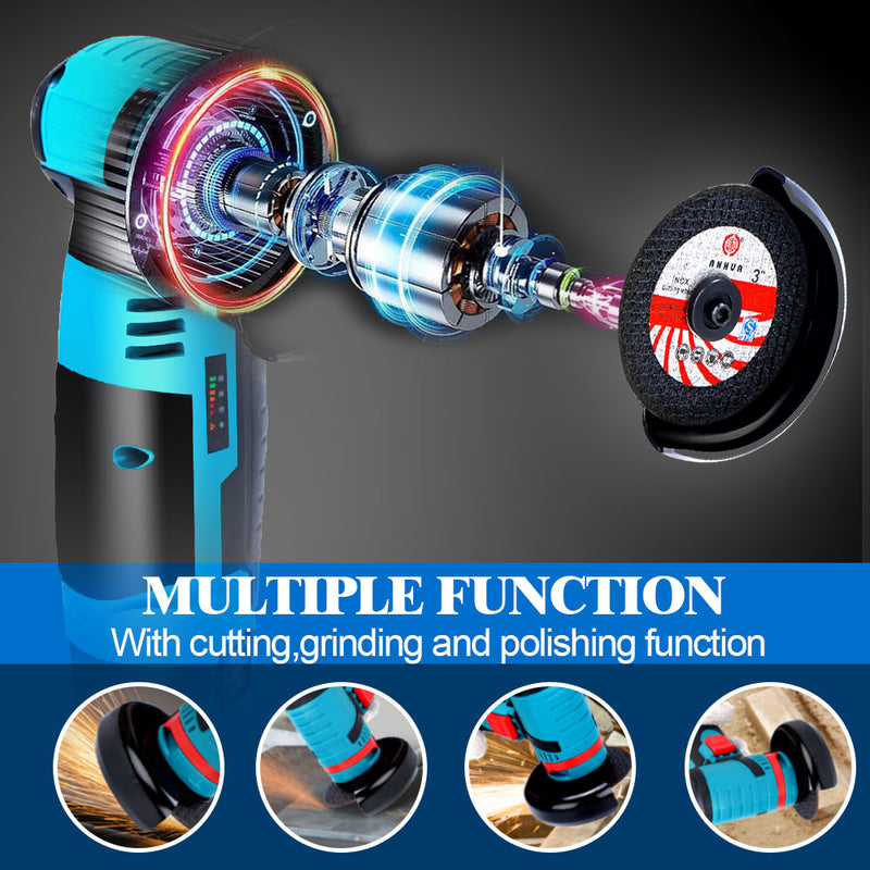 12V 500W Mini Brushless Angle Grinder with Rechargeable Lithium Battery Cordless Polishing Machine Diamond Cutting Power Tool