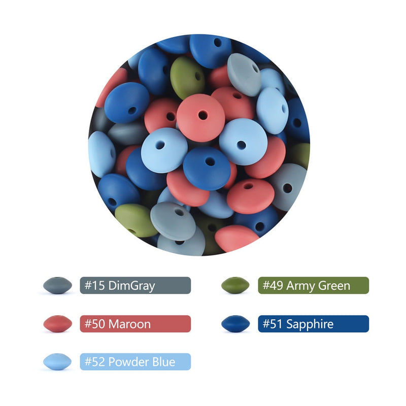30pcs Silicone Lentil Beads BPA Free Food Grade Rodent DIY Charms Newborn Nursing Accessory Teething Necklace 12mm Abacus Bead