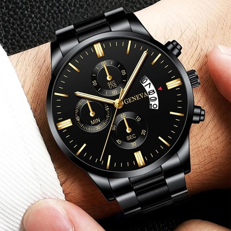 Fashion Mens Sports Watches Luxury Men Stainless Steel Quartz Wrist Watch for Man Business Casual Leather Watch часы мужские