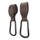 Convenient Baby Stroller Hooks Clips Stroller Accessories Aluminum Alloy Carabiner for Hanging Diaper Bags PU Leather