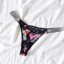Sexy Rhinestone Thong Low Waist Panties Women Comfort Ice Silk Seamless Lingerie G String Cotton Breathable Intimates Underwear