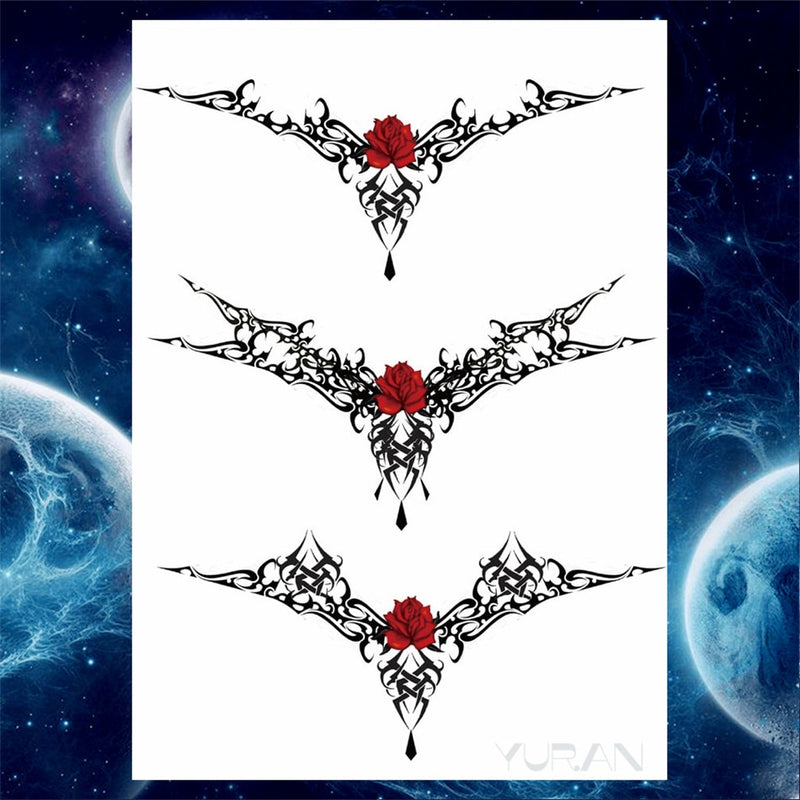 Girls Bracelet Chains Rose Tattoo Stickers Butterfly Body Arm Totem Tattoos Temporary Women Wrist Sexy Black Fake Tatoos