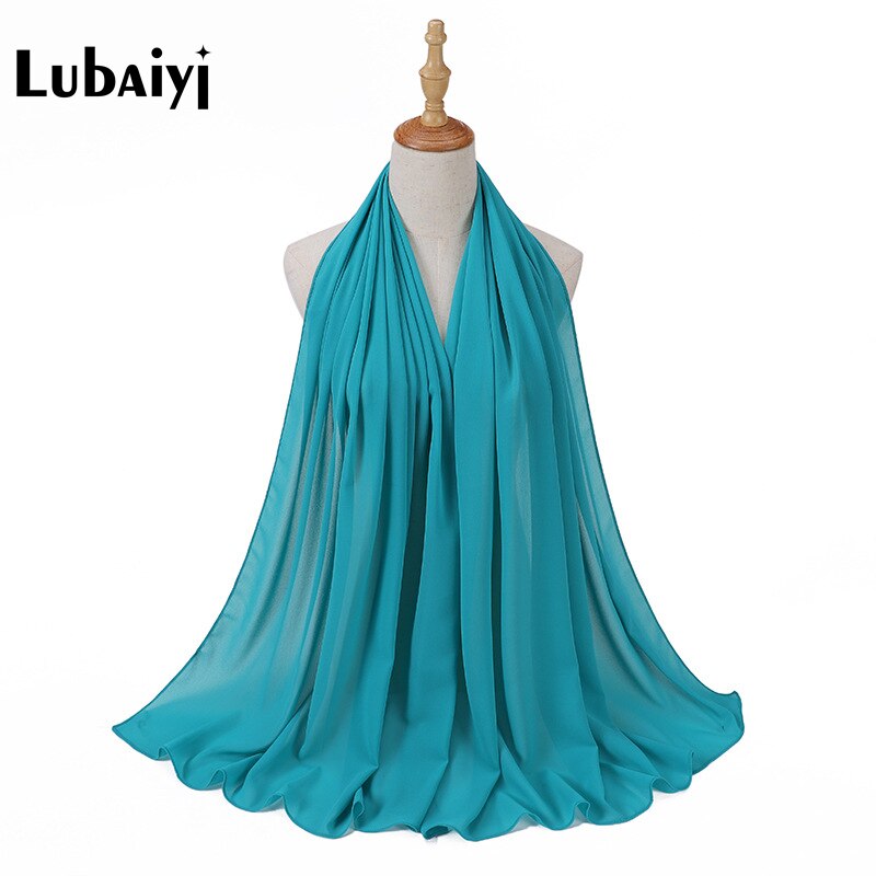Muslim 2021 New Chiffon Hijab Scarf Women Solid Color Soft Long Shawls and Wraps Islamic Head Scarves Fashion turbante mujer