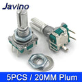 5PCS/LOT 20 Position 360 Degree Rotary Encoder EC11 w Push Button 5Pin Handle Long 15/20MM With A Built In Push Button Switch