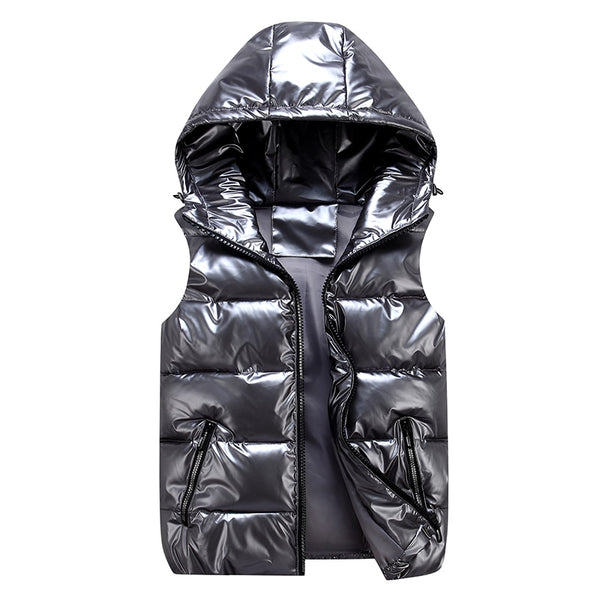 Women Winter Vests Hooded 2022 New Short Bright Color Vest Cotton Padded Jacket Sleeveless Female Winter Waistcoat Vest