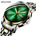 BELUSHI Top Brand Watch Men Stainless Steel Business Date Clock Waterproof Luminous Watches Mens Luxury Sport Quartz Wrist Watch