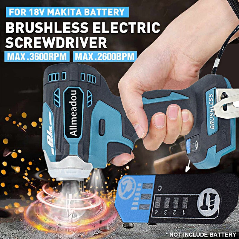 Brushless Cordless Rechargable Electric Screwdriver Impact Wrench High-speed Drill Driver+ 3 LED Light For Makita Battery