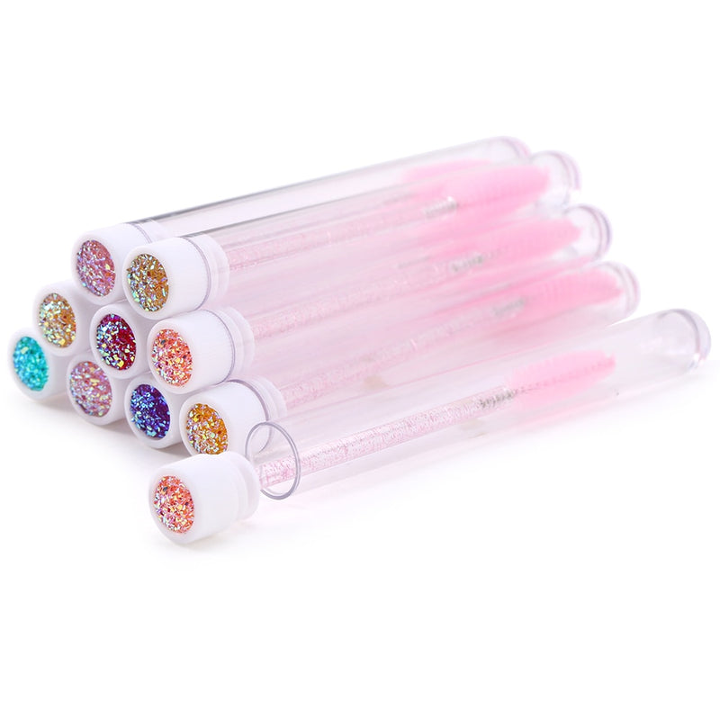 10pcs Pink Eyelashes Brushes Reusable Eyebrow Brush for Eyelash Extension Crystal Eyelash Brush Mascara Tube Make Up Hot Sales