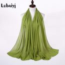 Muslim 2021 New Chiffon Hijab Scarf Women Solid Color Soft Long Shawls and Wraps Islamic Head Scarves Fashion turbante mujer